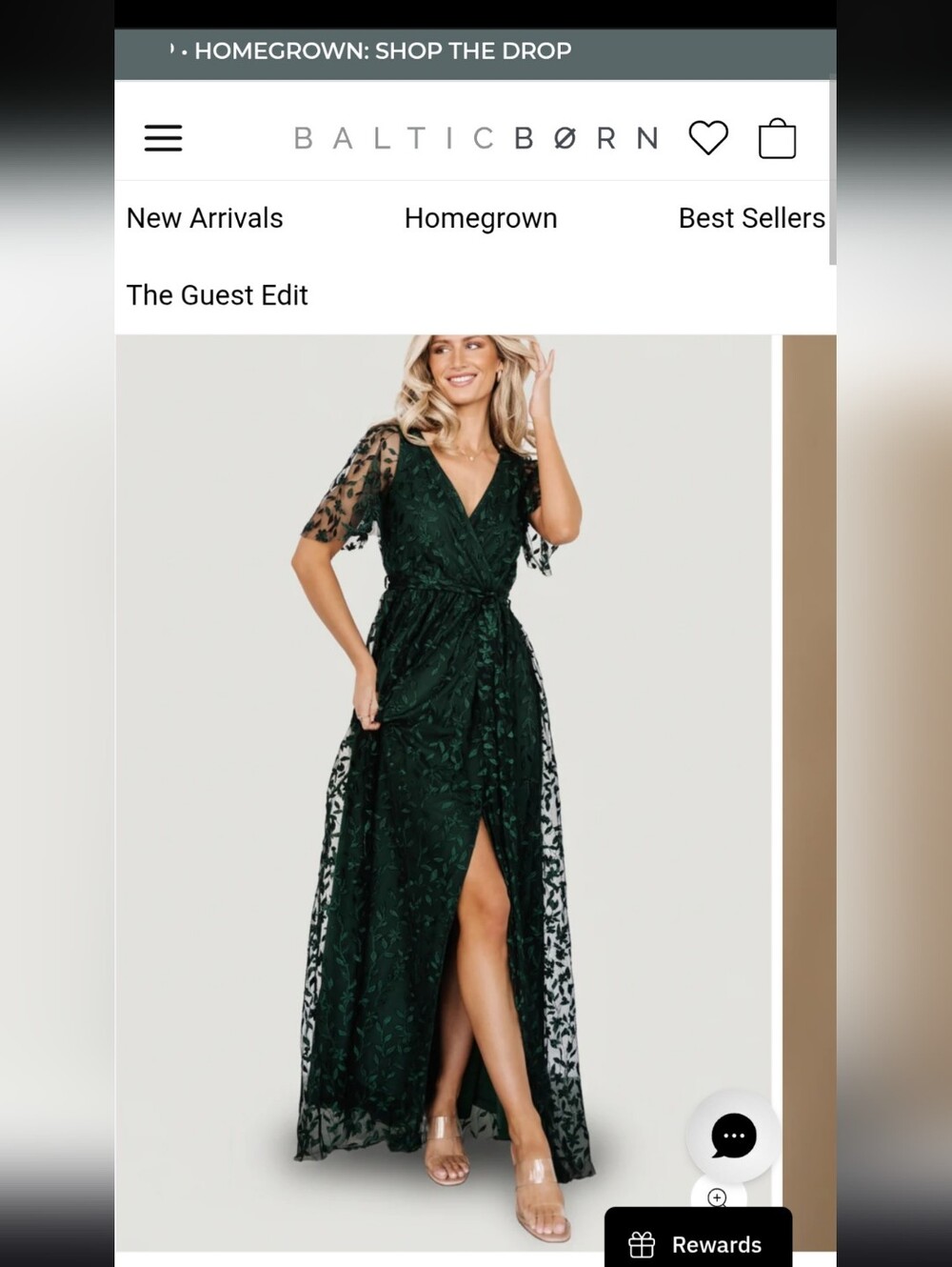 Embroidered V-Neck Dress in Forest Green